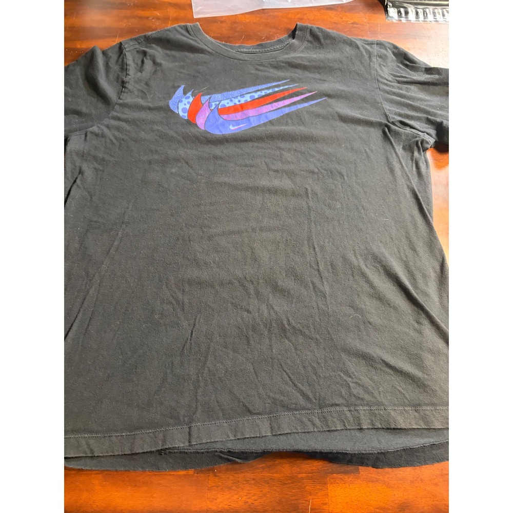 Nike Mens Graphic Tee Black Multi Swoosh Logo Short Sleeve T-Shirt Large
